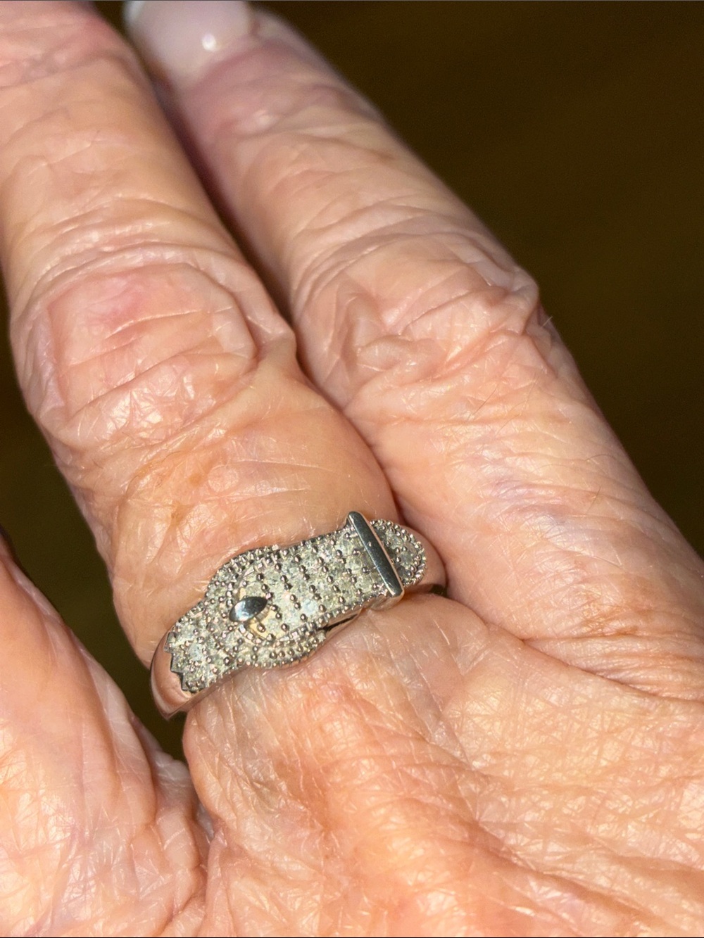 Natural white diamonds set in sterling size 7 ring is marked